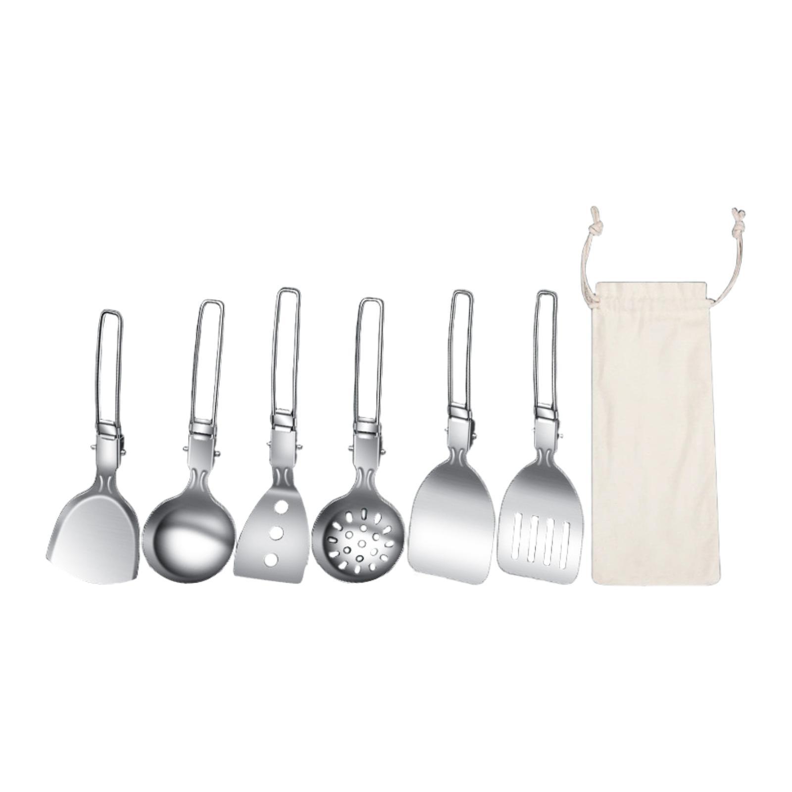 Camping Cooking Essentials Kit - 7Pcs Camp Cooking Utensil Set Camping