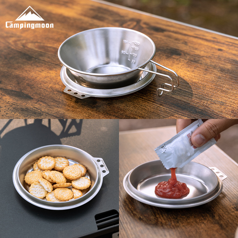 Camping Cooking Dishes - CAMPINGMOON S-SD Thickened Stainless Steel Fry