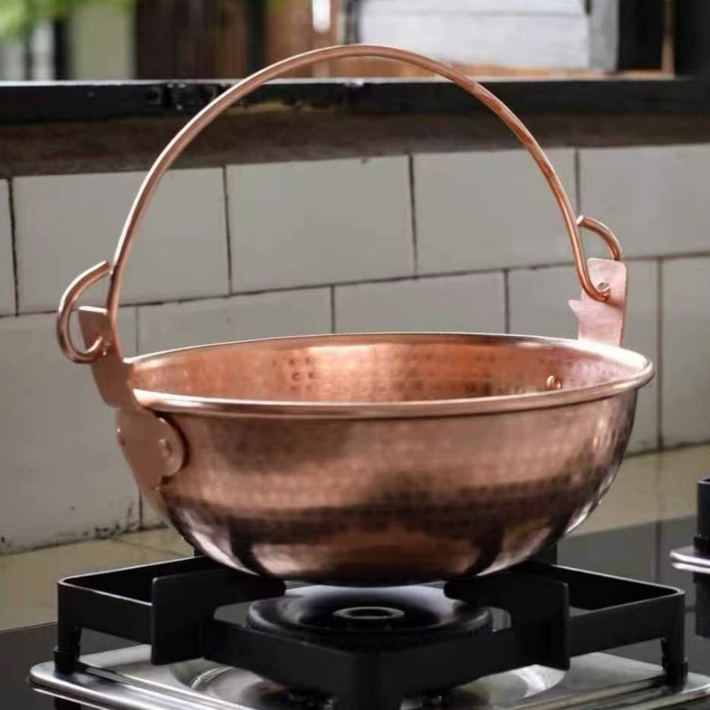 Camping Hanging Cooking Pot - Vintage Copper Hanging Pot,Outdoor Camping Thickened