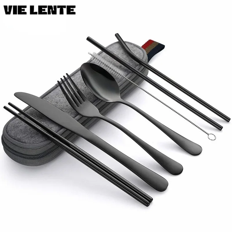 Camping Cooking Cutlery Set - 8Pcs/set Tableware Reusable Travel Cutlery Set