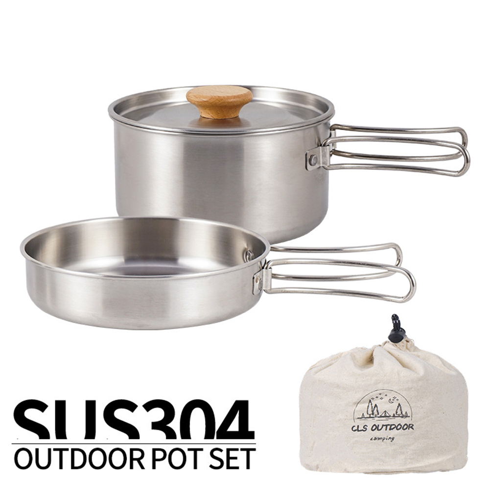 Camping Cooking Equipment Bag - Portable Camping Pan Stainless Steel Cooking