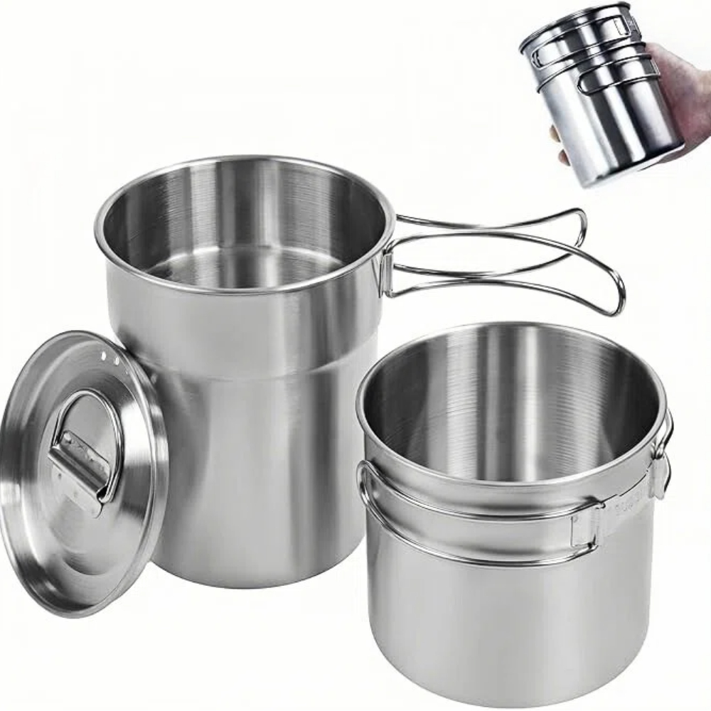 Foldable Camping Cups Mugs Cam - Camping Cooking Set Stainless Steel ulasan dan harga