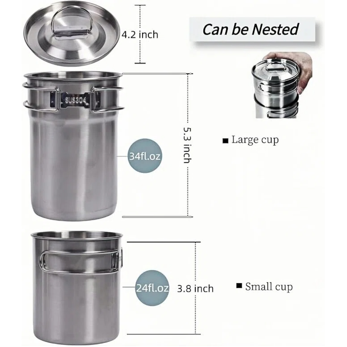 Foldable Camping Cups Mugs Cam - Camping Cooking Set Stainless Steel ulasan dan harga