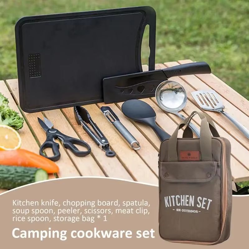 8pcs Camping Kitchen Cookware  - Camping Cooking Cutlery Set ulasan dan harga