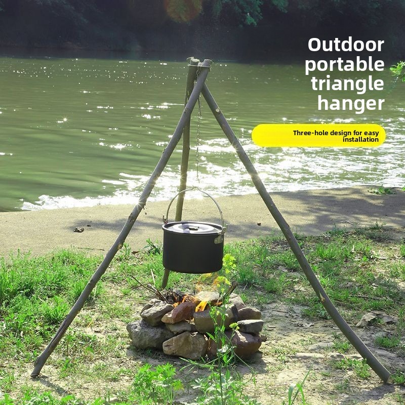 Outdoor BBQ Tripod Portable De - Camping Hanging Cooking Pot ulasan dan harga