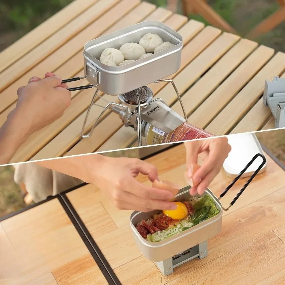 800/1400ML Aluminum Lunch Boxe - Camping Cooking Tray ulasan dan harga