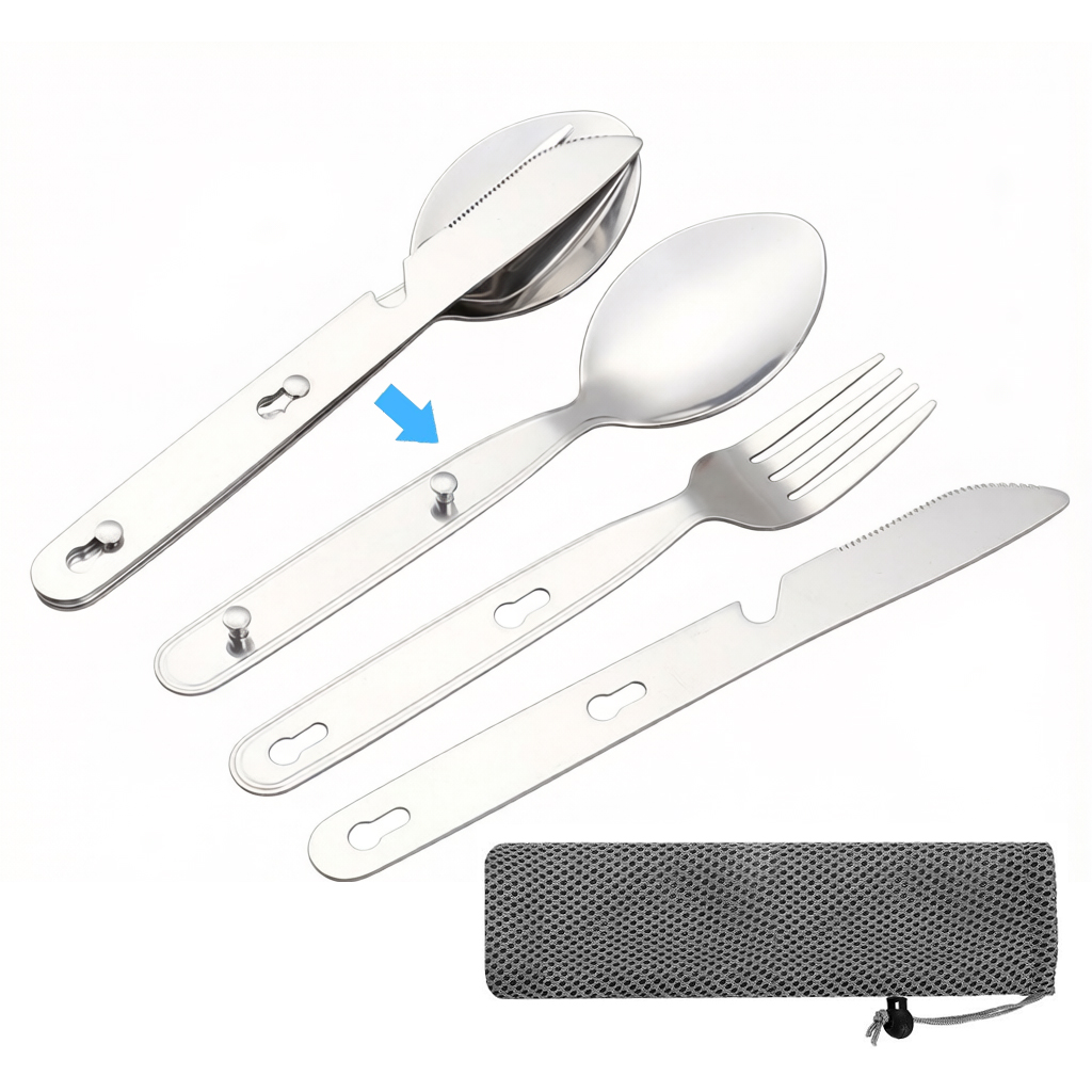3pcs/set Folding Spoon Fork Kn - Camping Cooking Cutlery Set ulasan dan harga