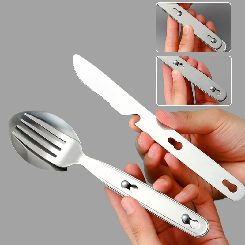 3pcs/set Folding Spoon Fork Kn - Camping Cooking Cutlery Set ulasan dan harga
