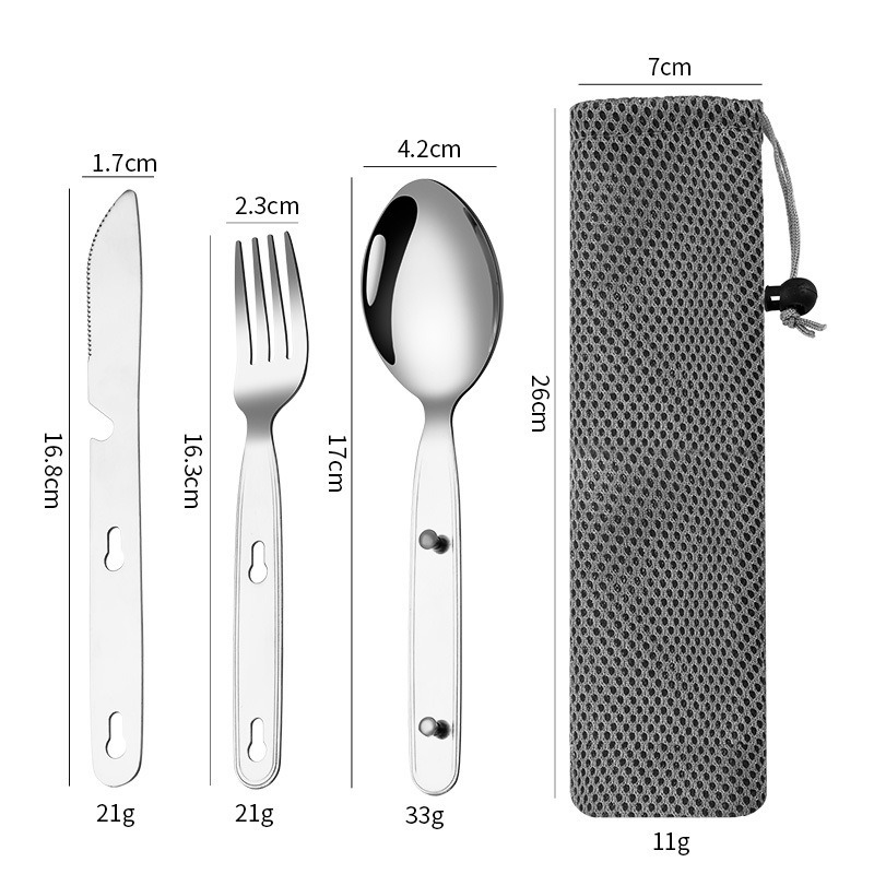 3pcs/set Folding Spoon Fork Kn - Camping Cooking Cutlery Set ulasan dan harga