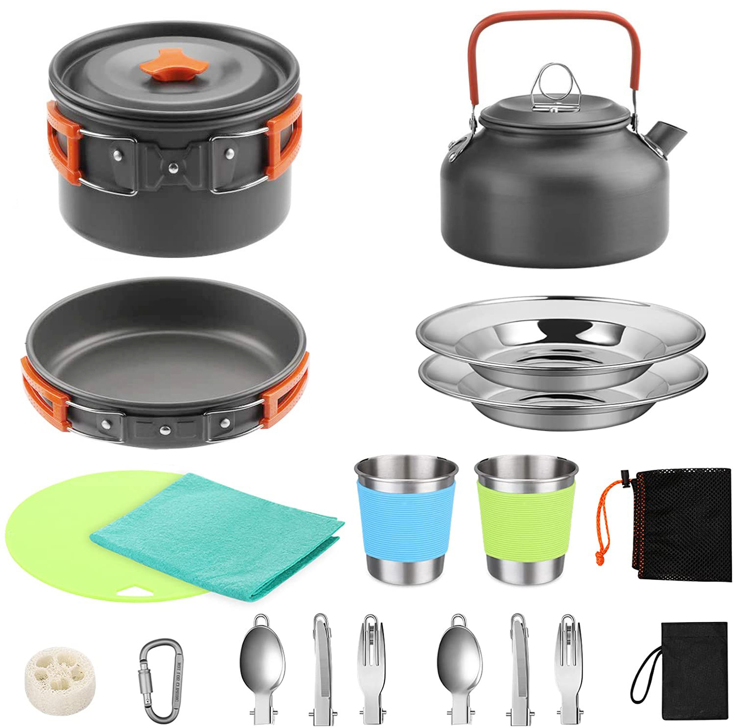 Complete 2-3 Person Camping Co - Camping Cooking Set With Kettle ulasan dan harga
