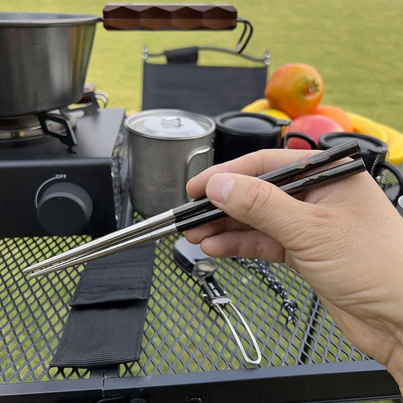 Foldable Spoon Chopsticks Trav - Camping Cooking Cutlery Set ulasan dan harga