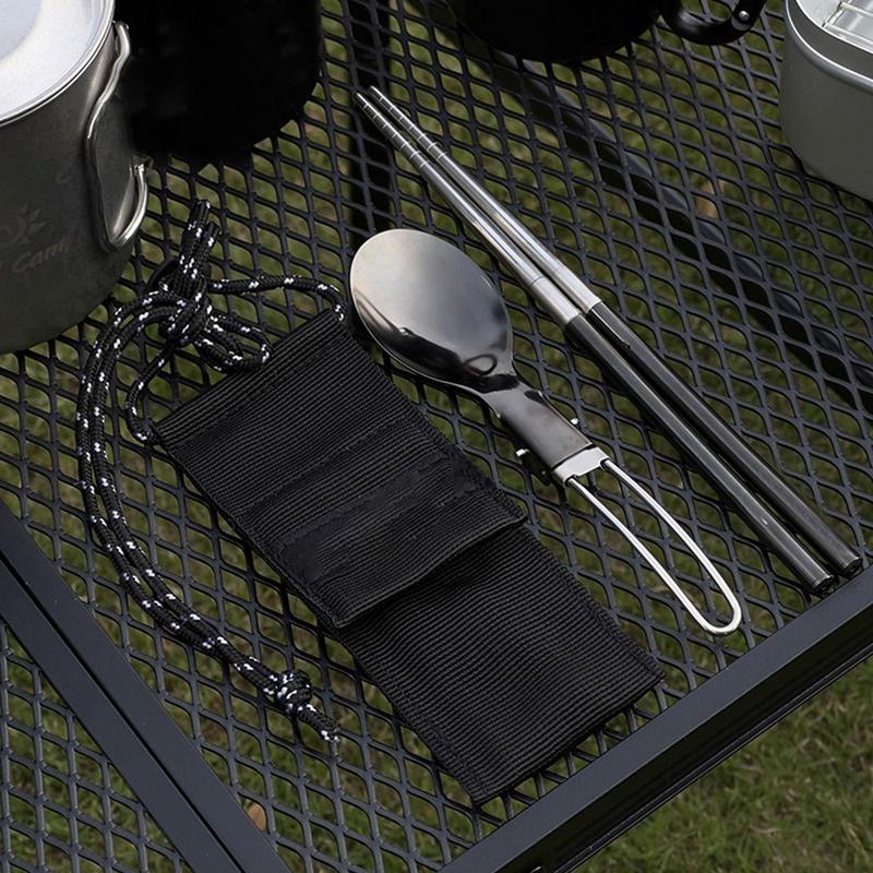 Foldable Spoon Chopsticks Trav - Camping Cooking Cutlery Set ulasan dan harga