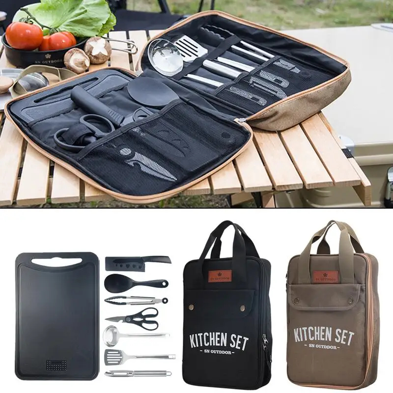 8pcs Camping Kitchen Cookware  - Camping Cooking Cutlery Set ulasan dan harga