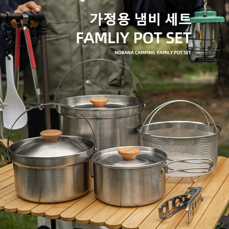NOBANA Newest Outdoor Stainles - Camping Cooking Set Stainless Steel ulasan dan harga