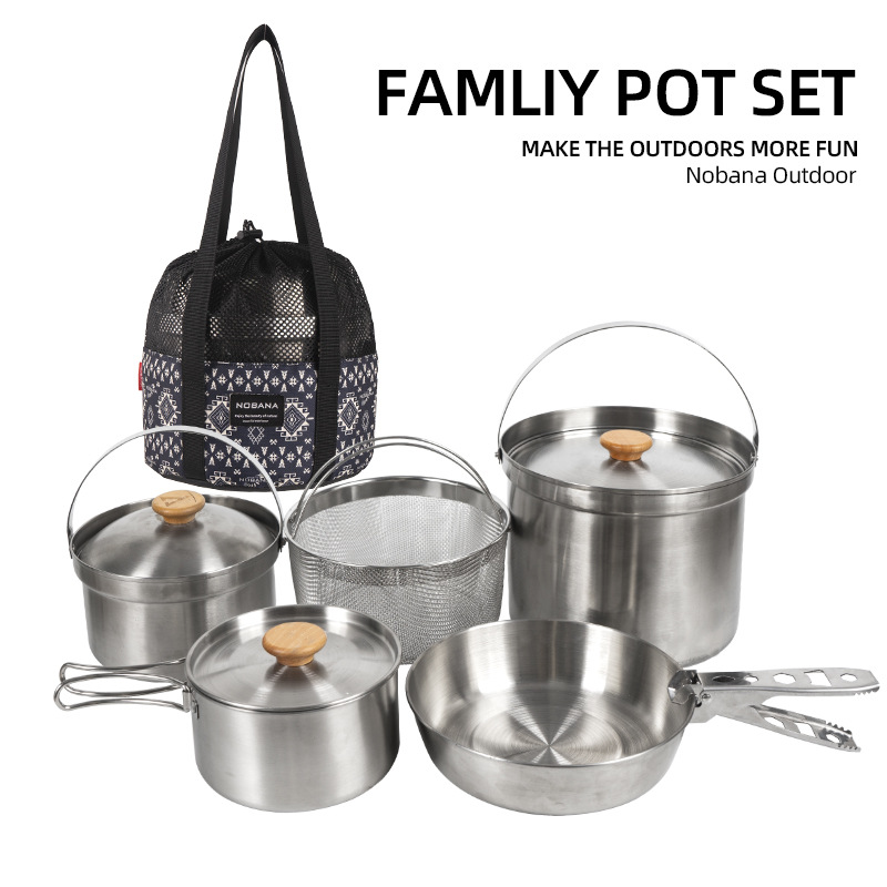 NOBANA Newest Outdoor Stainles - Camping Cooking Set Stainless Steel ulasan dan harga