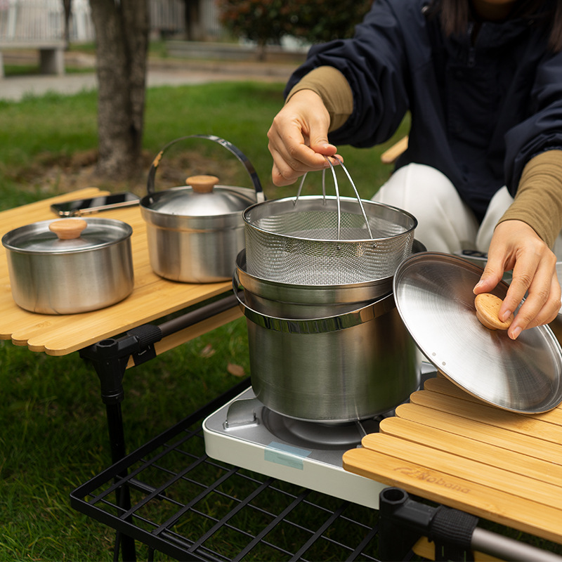 NOBANA Newest Outdoor Stainles - Camping Cooking Set Stainless Steel ulasan dan harga