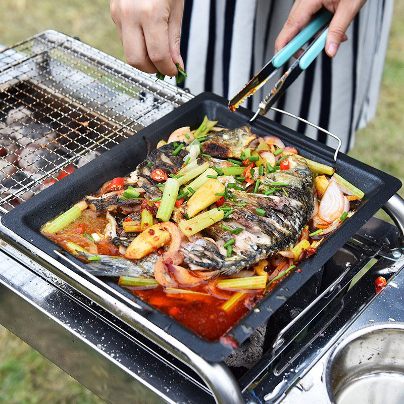 Outdoors Thick Square Grill Pa - Camping Cooking Tray ulasan dan harga