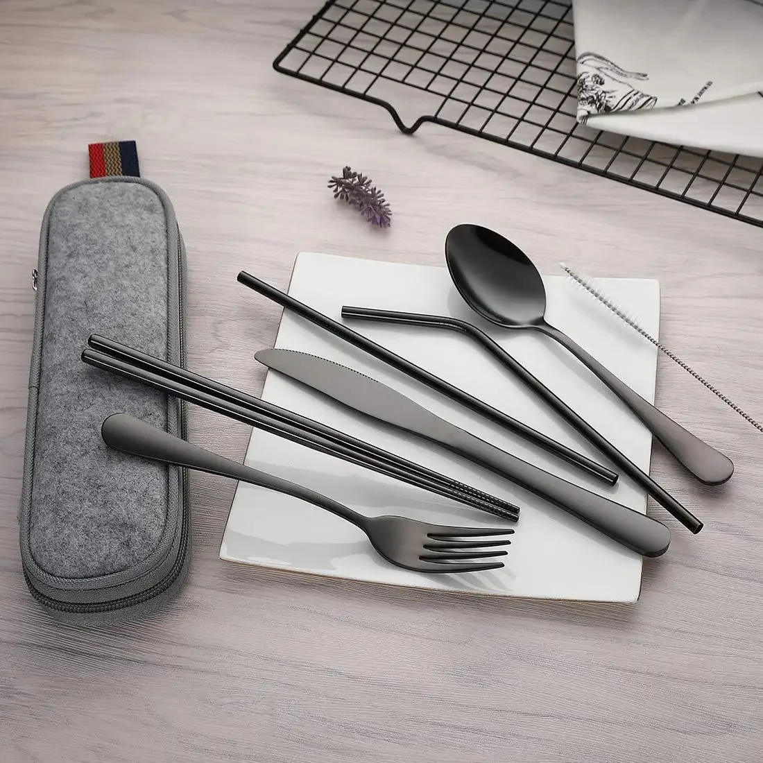 8Pcs/set Tableware Reusable Tr - Camping Cooking Cutlery Set ulasan dan harga