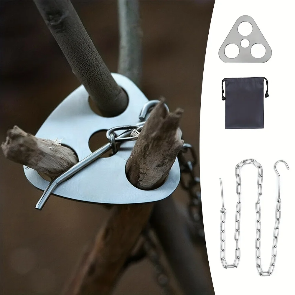 Outdoor BBQ Tripod Portable De - Camping Hanging Cooking Pot ulasan dan harga