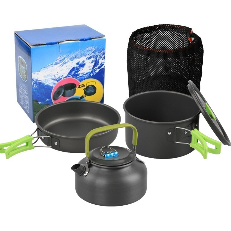 Outdoor Camping Cookware Set D - Camping Cooking Set With Kettle ulasan dan harga