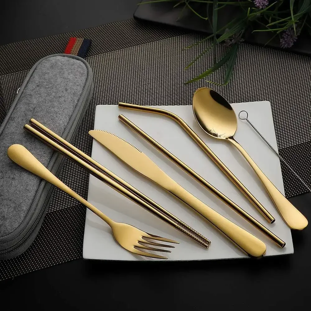 8Pcs/set Tableware Reusable Tr - Camping Cooking Cutlery Set ulasan dan harga