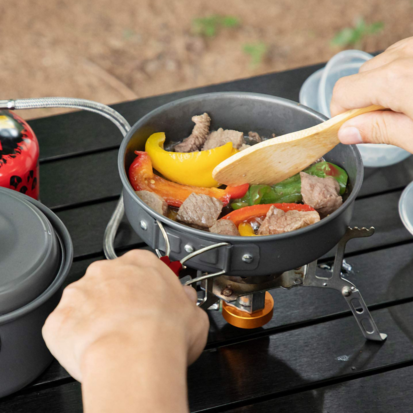 1Set Aluminum Outdoor Cookware - Camping Cooking Essentials Kit ulasan dan harga